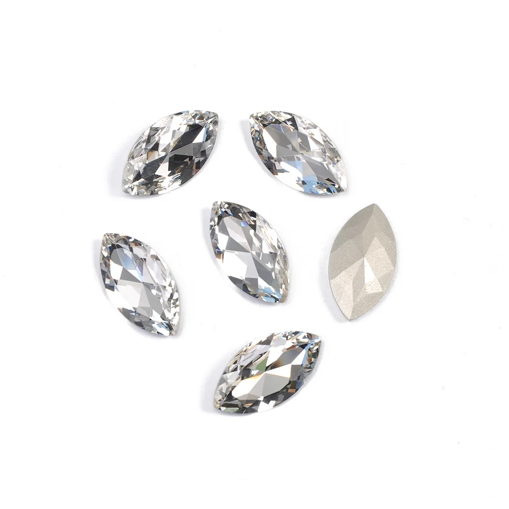 YANRUO 4227 Navette Sew On Rhinestone Big Glass Strass Horse Eyes Pointback Fancy Stones and Crystals for Decoration