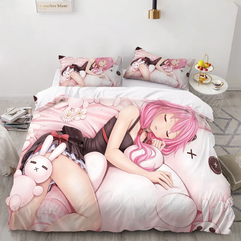 Anime Girls Kawaii Bedding Set Cartoon Duvet Cover Sets Comforter Bed Linen Twin Queen King Single Size Gift Home Decor Kids