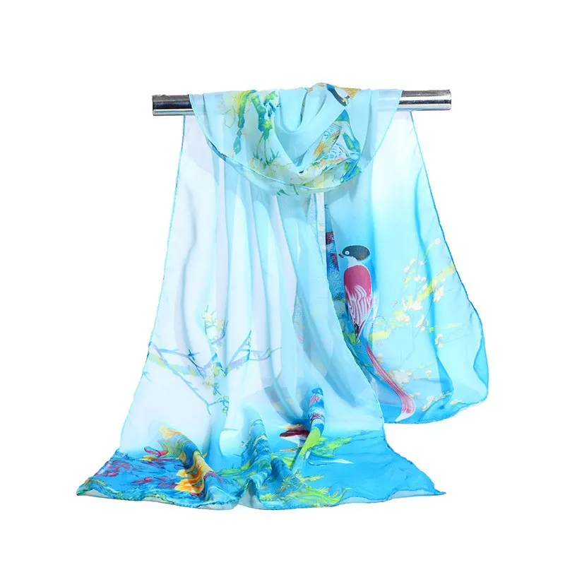 160*50cm Multi-style Warm Sunscreen Holiday Gift Selling Chiffon Striped Scarf Wild Fashion Shawl Sunscreen Print Floral Scarf