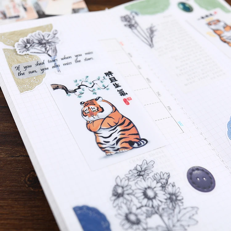 24pcs/lot Cute tiger Sticker Diy Album Scrapbooking Diary Planner Journal Sticker Decorative Label For Kids