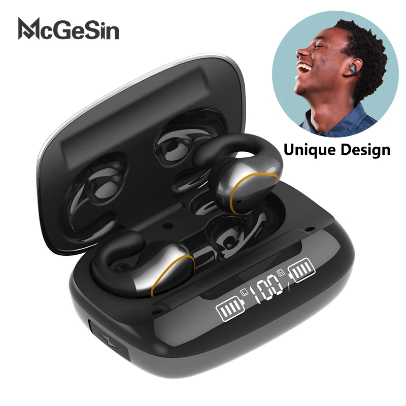 TWS New  Wireless Earphone Bluetooth 5.0 Clip-Ear Design Music Headset Sport Earbud 1200mAh Charging Box LED Display With MIC