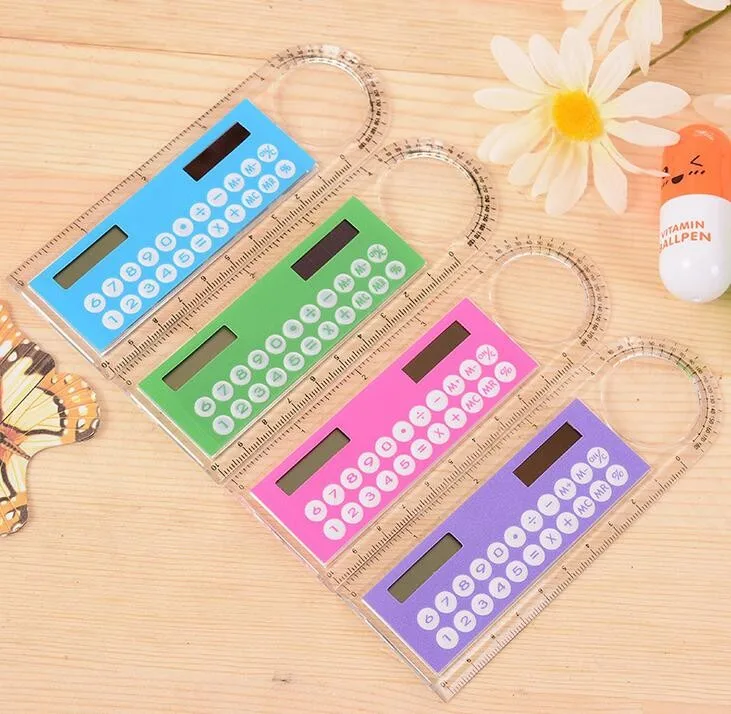  Mini Calculator Ruler Fashion Multifunction 10cm Ultra-thin Ruler Gift Hesap Makinesi Calculadora Office Supplies 