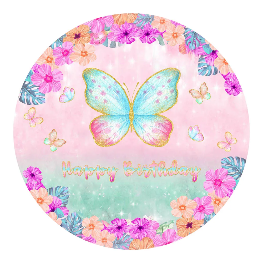 Mocsicka круглый фон для дня рождения розовый Цветочный Бабочка детский день рождения фото фон круглый чехол реквизит для фотосъемки
