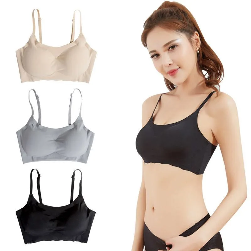 Non-Marking Ice Silk Women\'s Underwear One-Piece Beauty Back Thin Sling Sports Vest Sleeping Girl Student Women\'s Bra