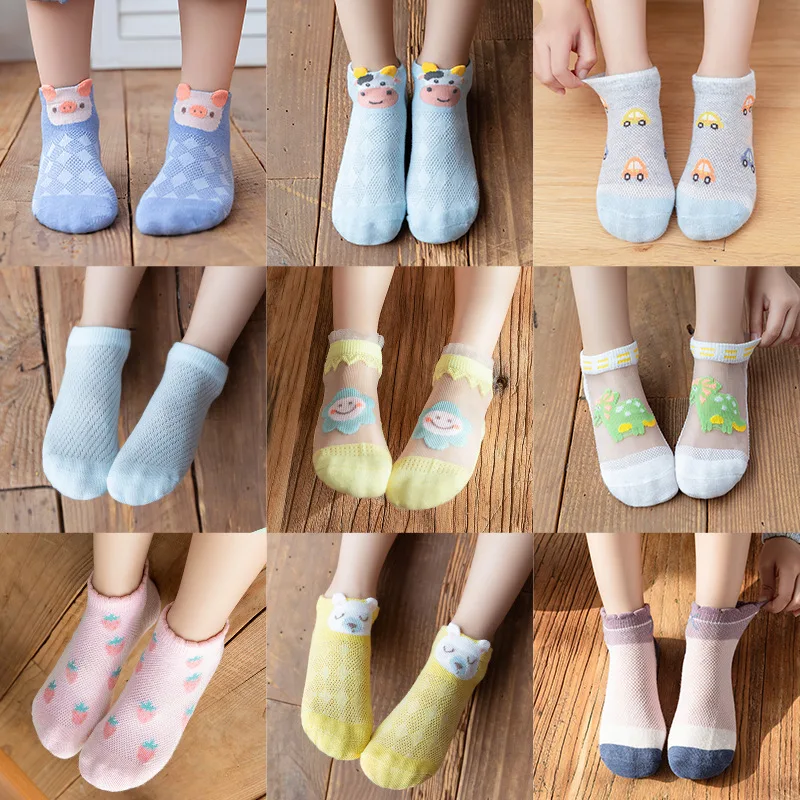 Chaussettes de printemps et d'automne pour bébés garçons et filles, en maille fine, mignonnes, de dessin animé, vente en gros, nouvelle collection