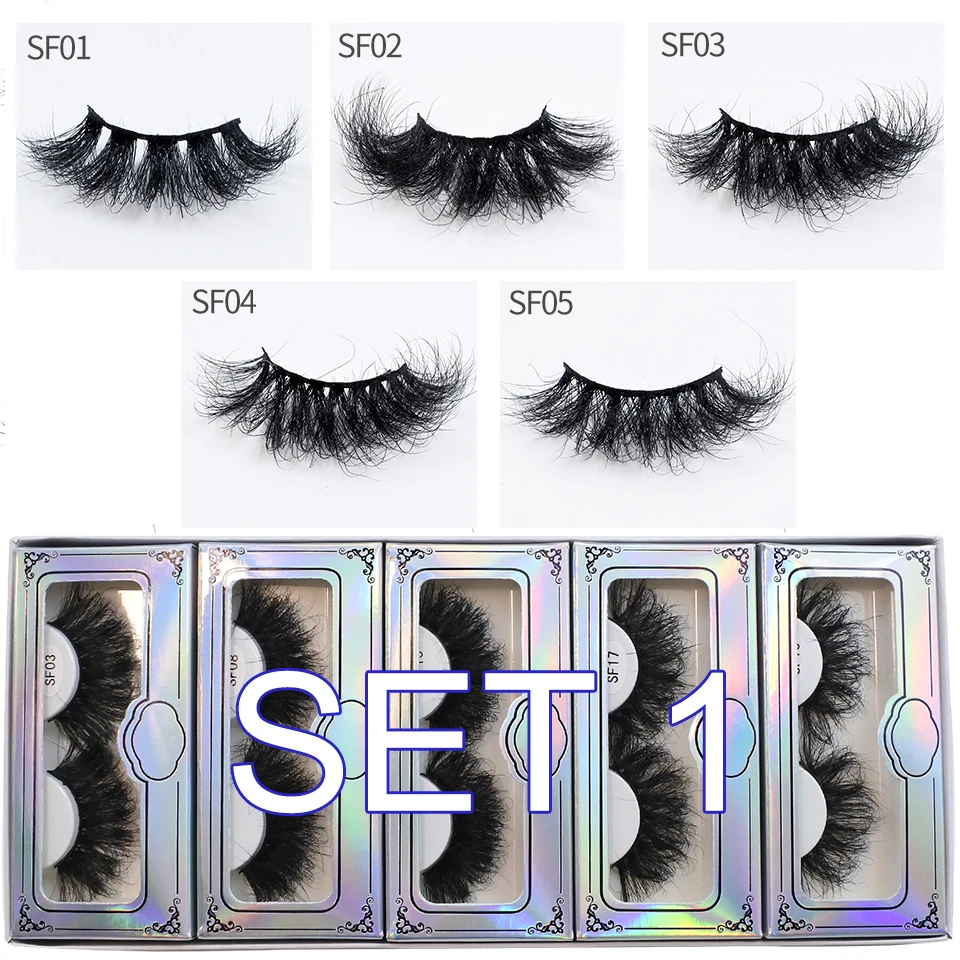 10/30/50 Pairs 25mm Mink Lashes Wholesale Fluffy Messy Long Mink Eyelashes Makeup