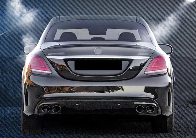 Fit for Mercedes-Benz C-Class W205 C43 C63 Diffuser Lip with Exhaust Tips Sedan Sport 2015-2018 Bumper