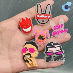 1Pcs Luminous Bad Bunny Rabbit Planet PVC Shoe Charms Noctilucent Star Glowing Shoe Accessories DIY Wristband Kid Gift