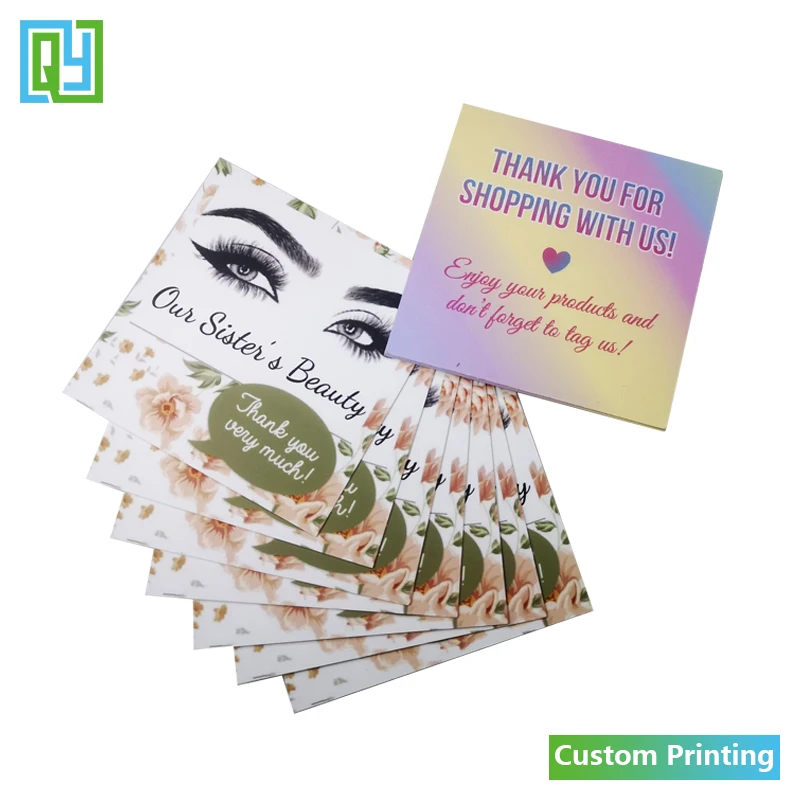 Free Design 100 PCS Custom Paper Card Business Card 70x70mm Paper Tag Thank You Card Square Greeting Cards Postcards