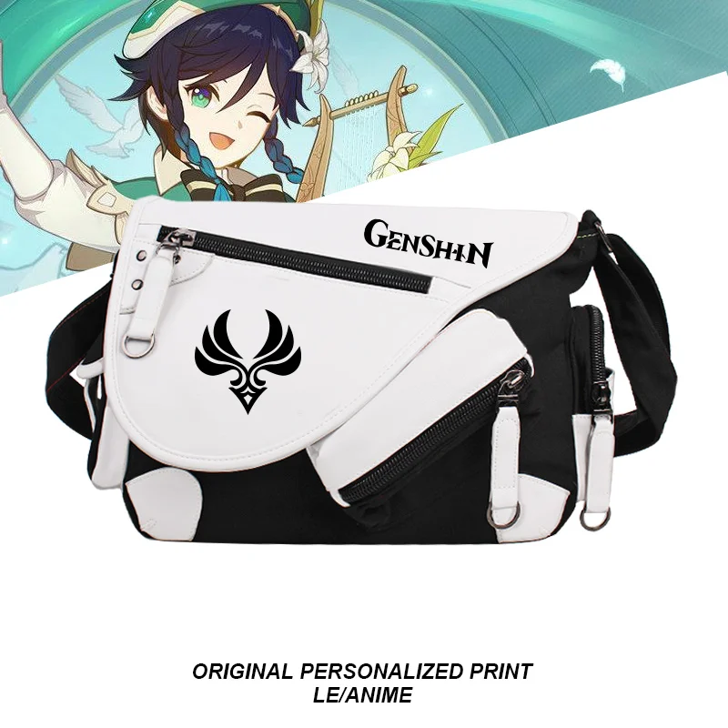 2021 new game Genshin Impact KLEE VENTI Anime Peripheral Eye of God Wind Fire Thunder Two-dimensional Messenger Bag