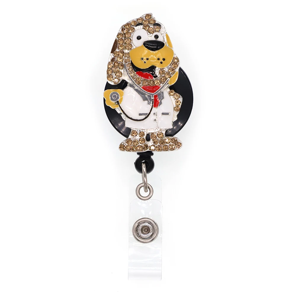 Medical Series Doctor Nurse Retractable Badge Holder Reel Animal Dog Cat for Nurse Gifts Rhinestone Card Badge Reels