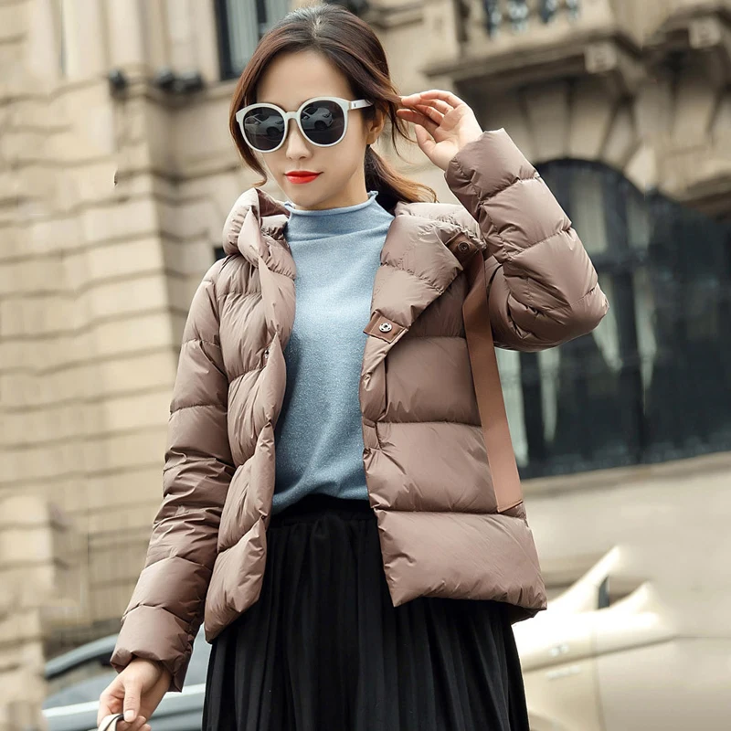 Female Winter Coat Ultra Light 90% Down Jacket Puffer Jacket Brand Jackets Weightless Parkas Hooded Parka Casual Button Outwear