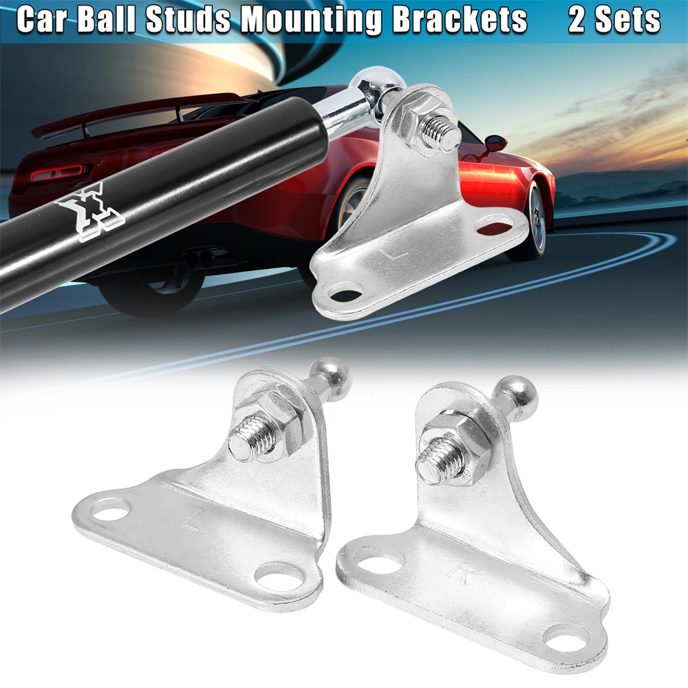 X Autohaux 2/4Sets 3 Style 10mm Car Ball Studs Mounting Brackets for Gas Struts Shock with Screws Silver Tone Black