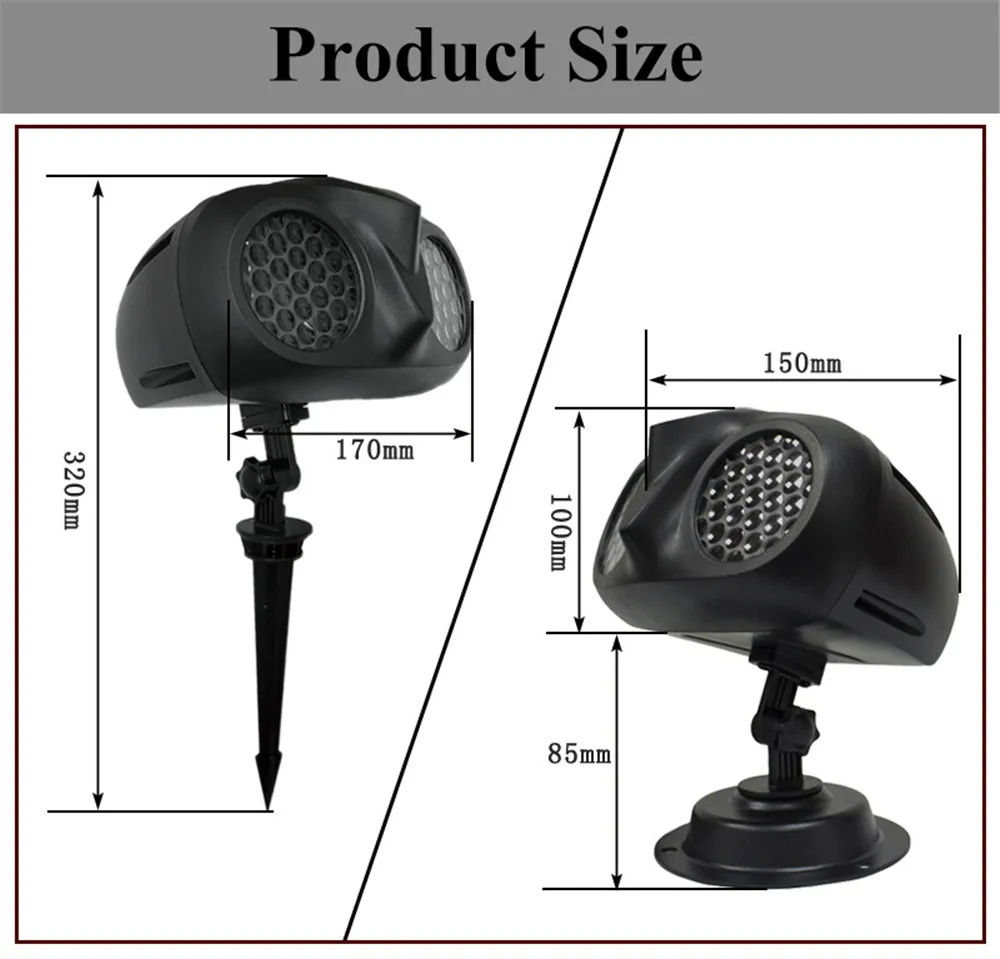 Projecteur binoculaire LED avec télécommande, imperméable, éclairage d'extérieur, paysage de noël