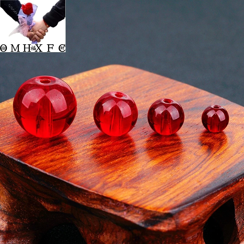 OMHXFC Wholesale European Fashion Fine Woman Man Party Birthday Wedding Gift Red Round Bead DIY Accessories Pendant Charm PN313