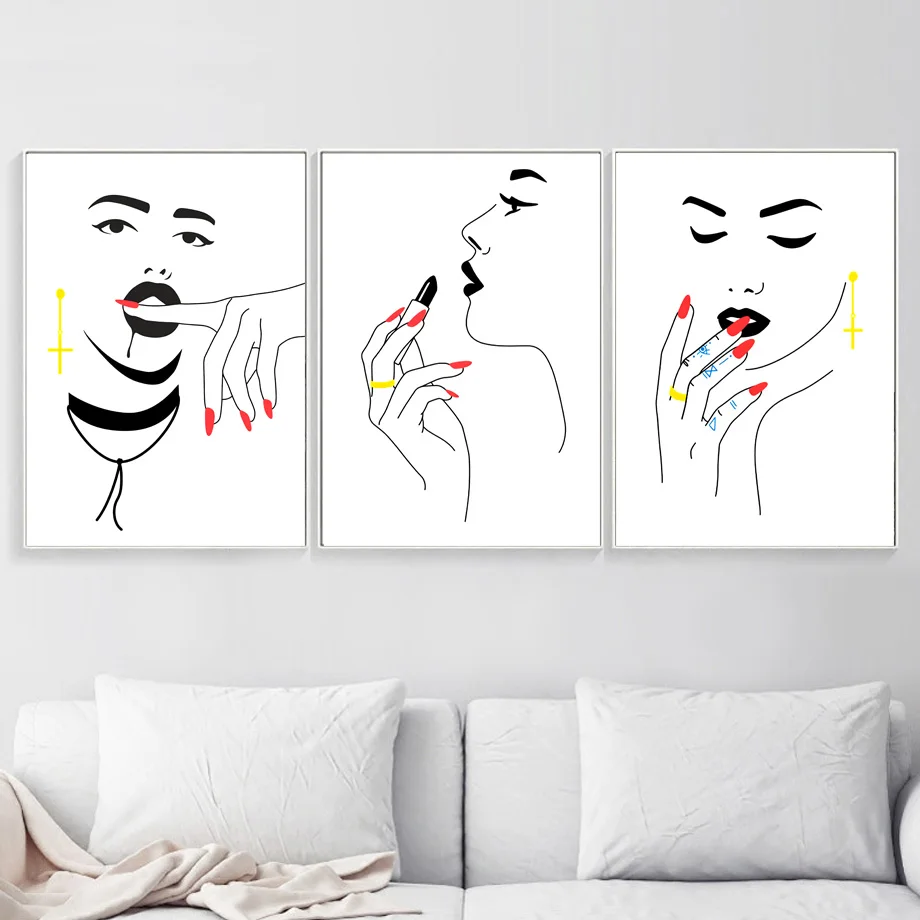 Black White Sexy Girl Makeup Kiss Quotes Wall Art Nordic Canvas Painting Posters And Prints Wall Pictures For Living Room Decor