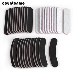 50Pcs Mini Nail Files 100/180 Grey Nail File Black Lima Buffer Straight Pedicure Block Curved Manicure lime a ongle Nail File