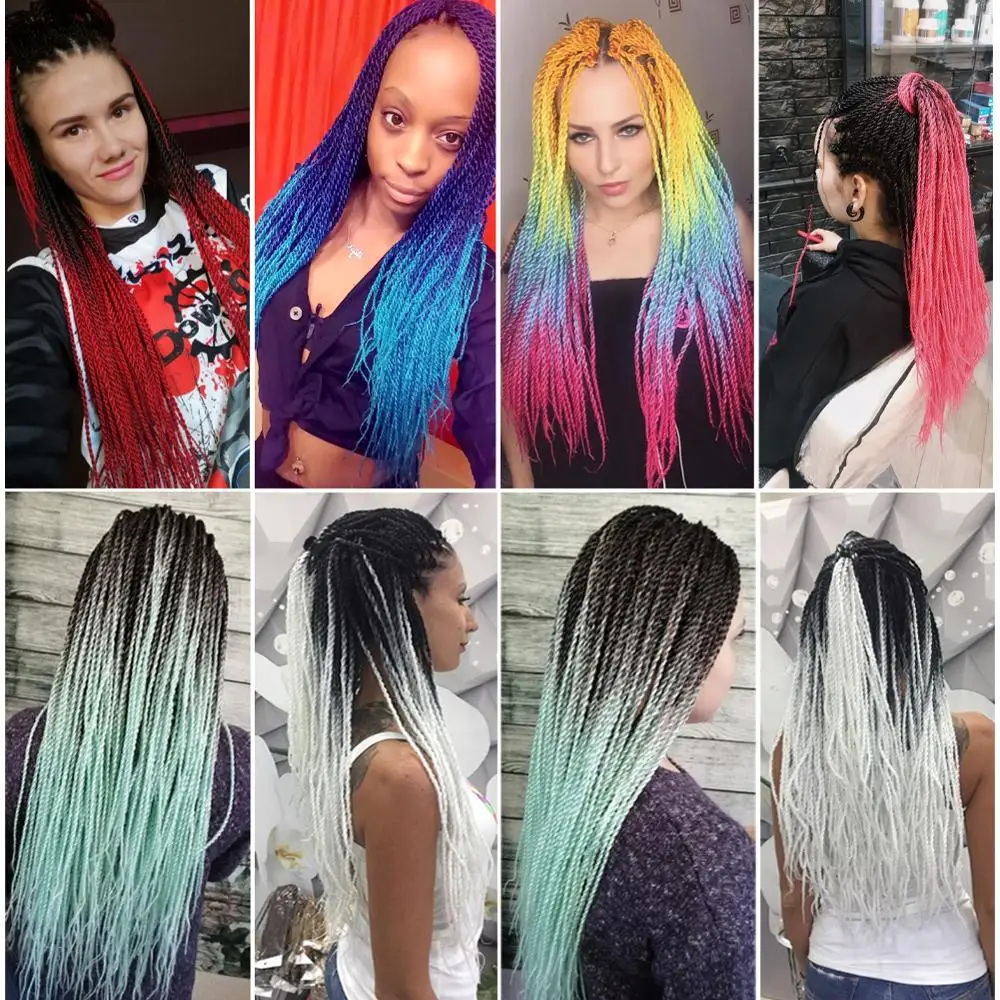 Mtmei trança de cabelo, extensão de cabelo preto, cinza, azul, rosa, senegalês, trança de crochê, 22 polegadas, 20 fios/pacote, ombré