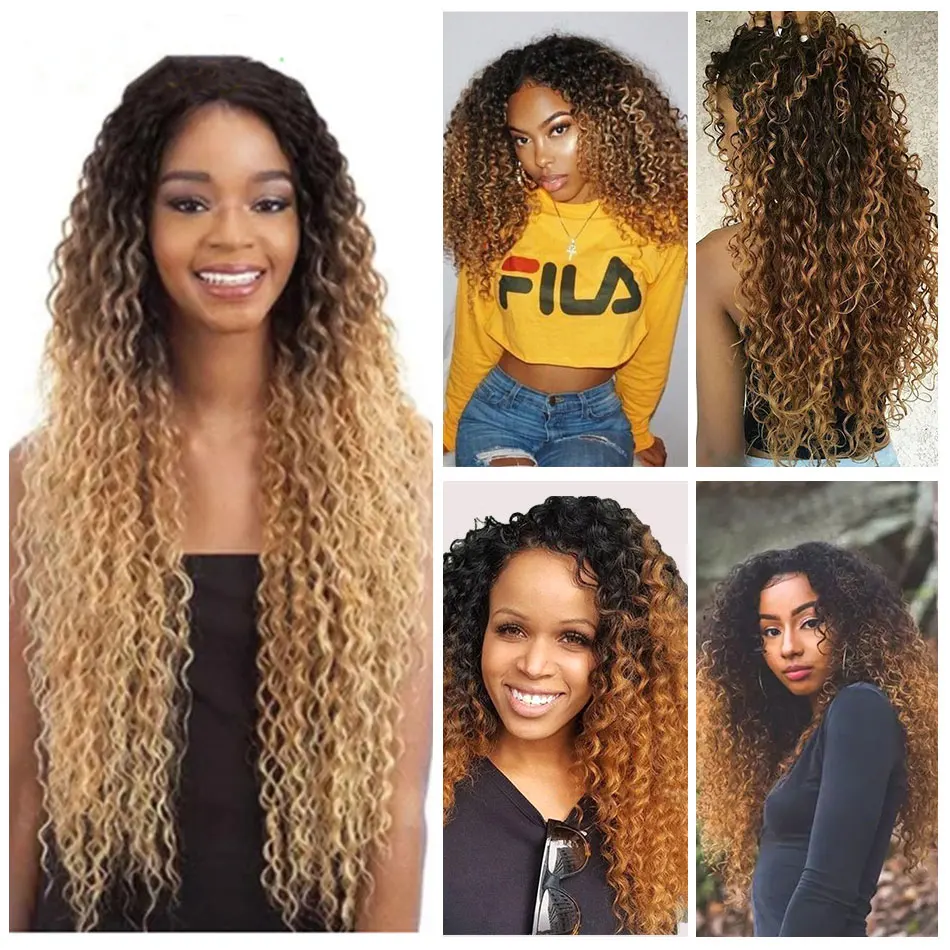 Aplique capilar com cabelos mongol, 3, 4 mechas de cabelo humano encaracolado profundo, t1b, 4, 27