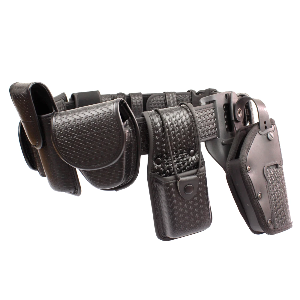 ROCOTACTICAL Police 10piece Duty Belt Rig Kit Includes Duty Belt Handcuff Case Radio Holder Belt Keepers MK4 Pouch Basketweave