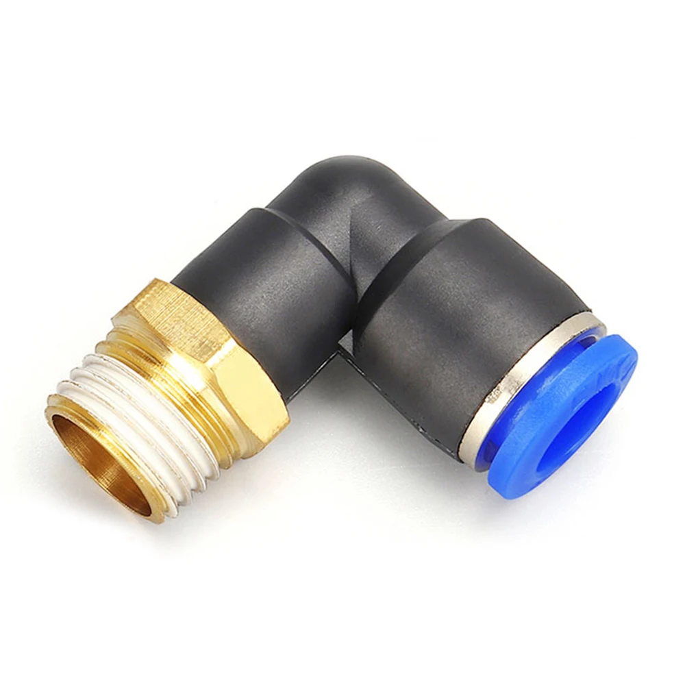 PL pneumatic quick connector 1/4 3/8 1/2 1/8 BSP external thread trachea L-shaped quick plug hose outer diameter 6 8 10 12mm