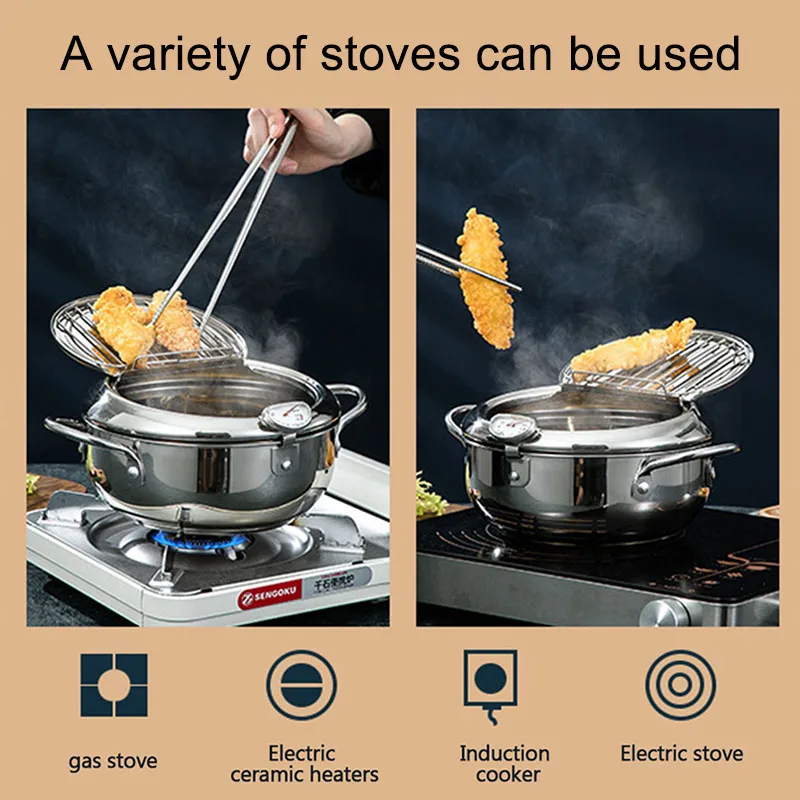 Japanese-style tempura fryer household small fryer oil-saving pot mini special temperature-controlled deep frying oil small pot