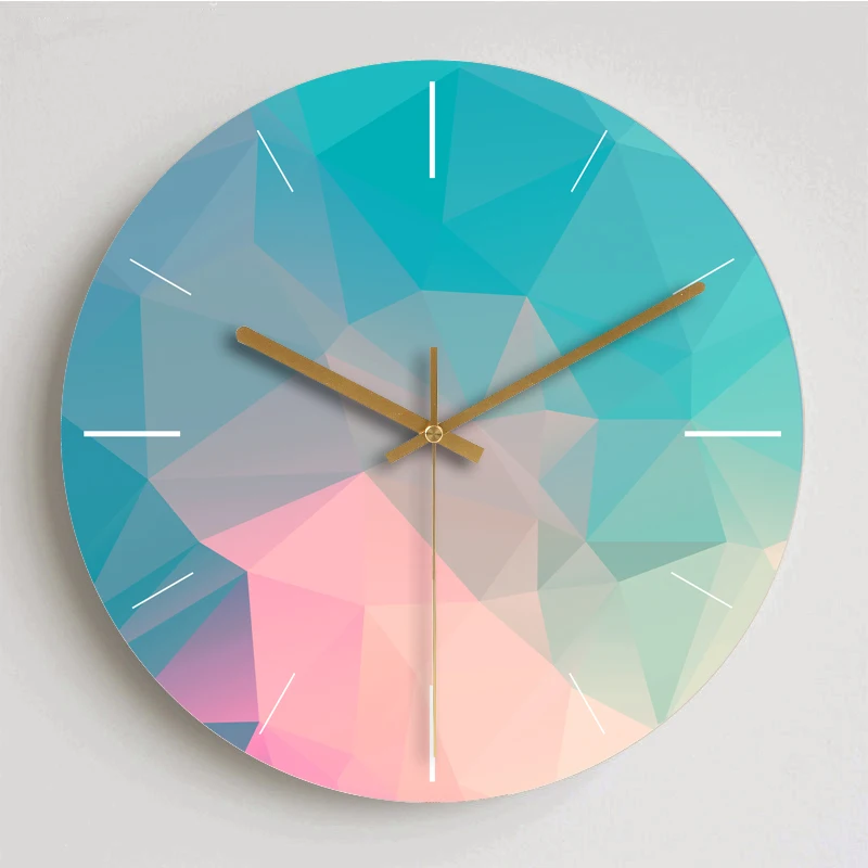 Colorful Creative Wall Clock Wooden Home Decoration Wall Clock Modern Fashion Silent Metal Round Clock