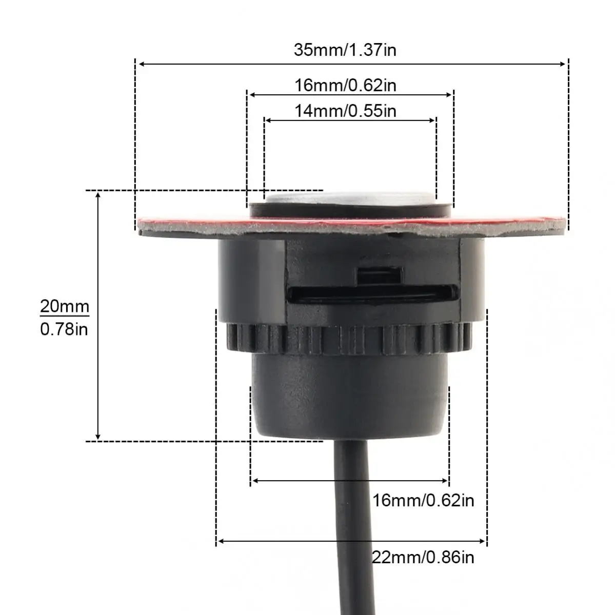 Car Parking Sensor 13mm Flat Sensors Adjustable 16mm Car Monitor Reverse Detector System Assistance with 2.5 M Original Cable