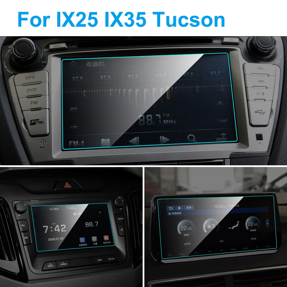 

Автомобильная Защитная пленка для экрана GPS навигатора, сенсорный экран, закаленное стекло, защитная наклейка, автомобильные аксессуары для Hyundai IX25 IX35 Tucson