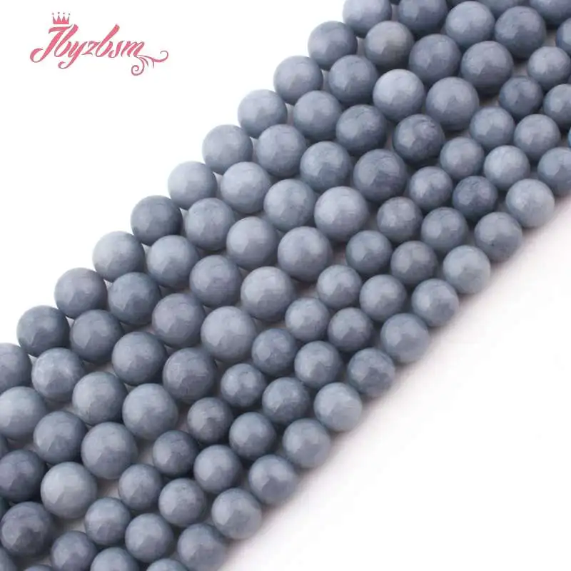 8/10mm Smooth Round Ball Beads Blue Angelite Jades Loose Stone Beads For Jewelry Making DIY Necklace Bracelets Earring Str 15\