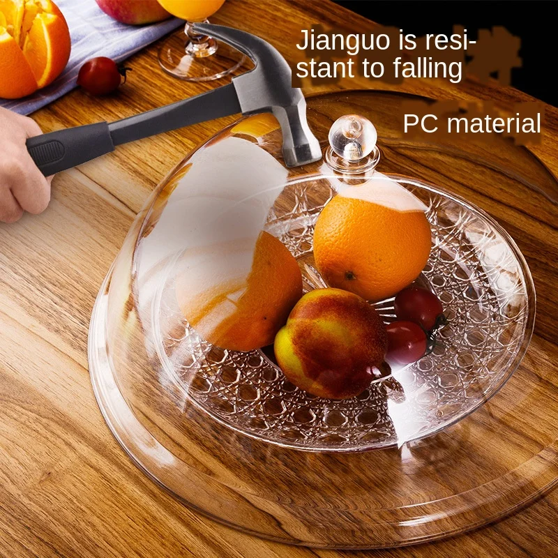 PC Acrylic Transparent Food Cover Dust Cover Circle Plastic Vegetable Cover Cake Cover Fruit Bowl Cover Snack Cover can gai