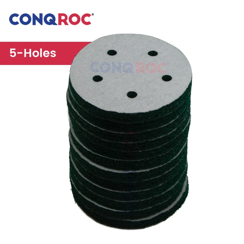 12 peças 125mm (5-Polegada) 5-hole almofadas de limpeza de náilon gancho e loop limpeza de limpeza de discos de limpeza de ferrugem removedor de argamassa de energia