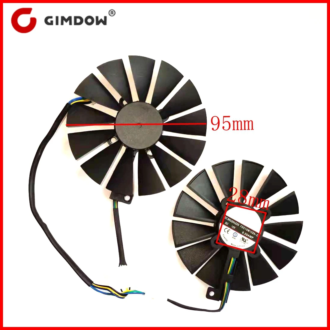 2 pçs/lote Novo FDC10M12S9-C T129215SM 4pin para ASUS STRIX RX470 RX570 fã placa gráfica