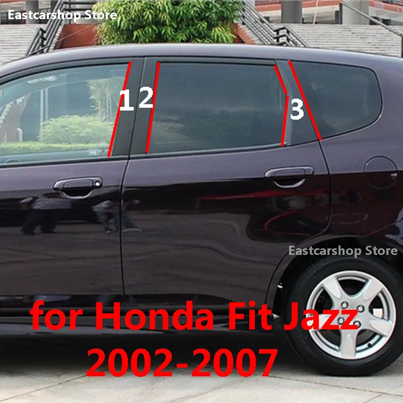 For Honda FIT Jazz 2007 2006 2005 Car B C Pillar Middle Central Column PC Window Decoration Strip Sticker 2004 2003 2002