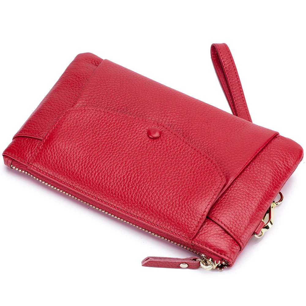 Fashion Women Wallets Handbag Genuine Leather Pouch Ultra-thin Wristlet Clutch Lady Cash Phone Coin Purse Small Clutch Pouch