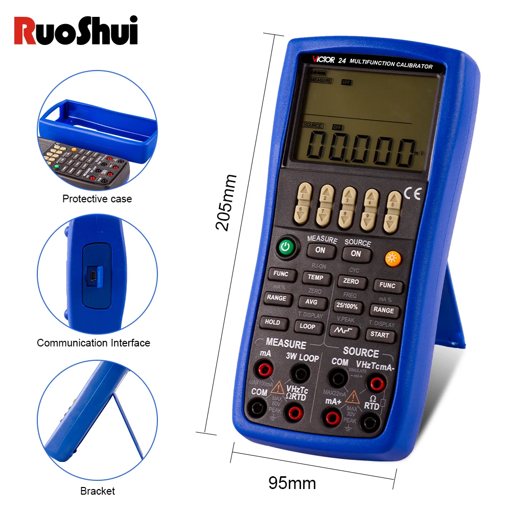 Digital Multifunctional Calibrator Electrical Meter Transistor Tester with Auto Range AC/DC Voltage Process Generator Multimetro