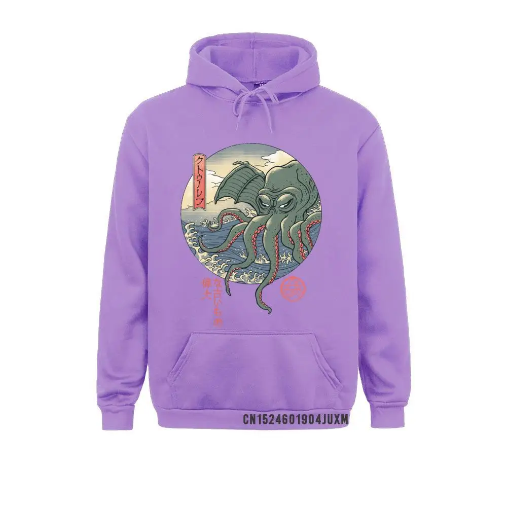 Crazy Cthulhu Ukiyo-E Long Sleeve Hooded Tops Hoodies Long Sleeve For Boys Company Men Sweatshirts