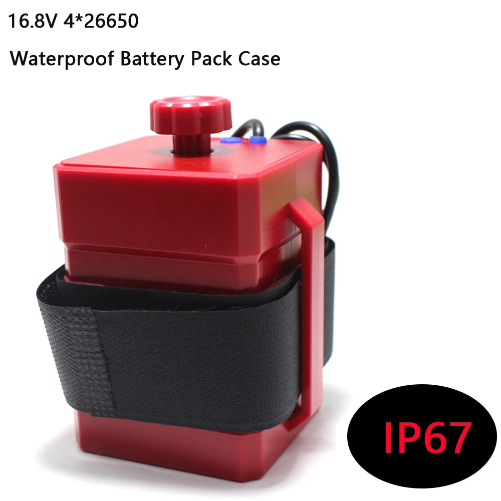 

16.8V DC /5V USB Dual Output Power Supply 4x 26650 Waterproof Battery box for LED Flashlight/mobile phone/bicycle light Recharge