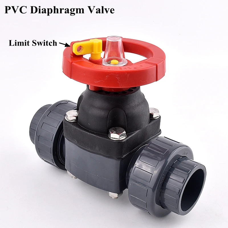 

1pc I.D 20~63mm PVC Diaphragm Valve Aquarium Fish Tank Water Valve Double Union Garden Irrigation Hose Connector Control valve