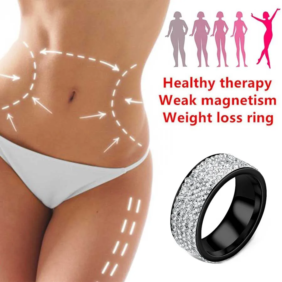 2020 new Fashion Stainless Steel Rhinestone Magnetic Slimming Weight Loss Care Fitness Lose Weight Burning five rows of ring