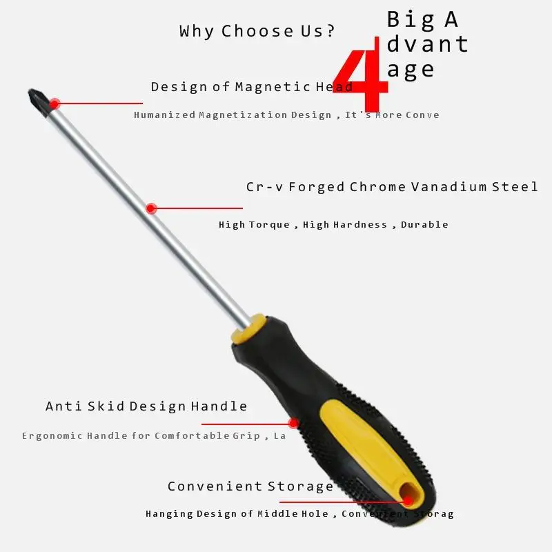 Magnetic screwdriver cross slotted screwdriver combination screwdriver handle lengthening