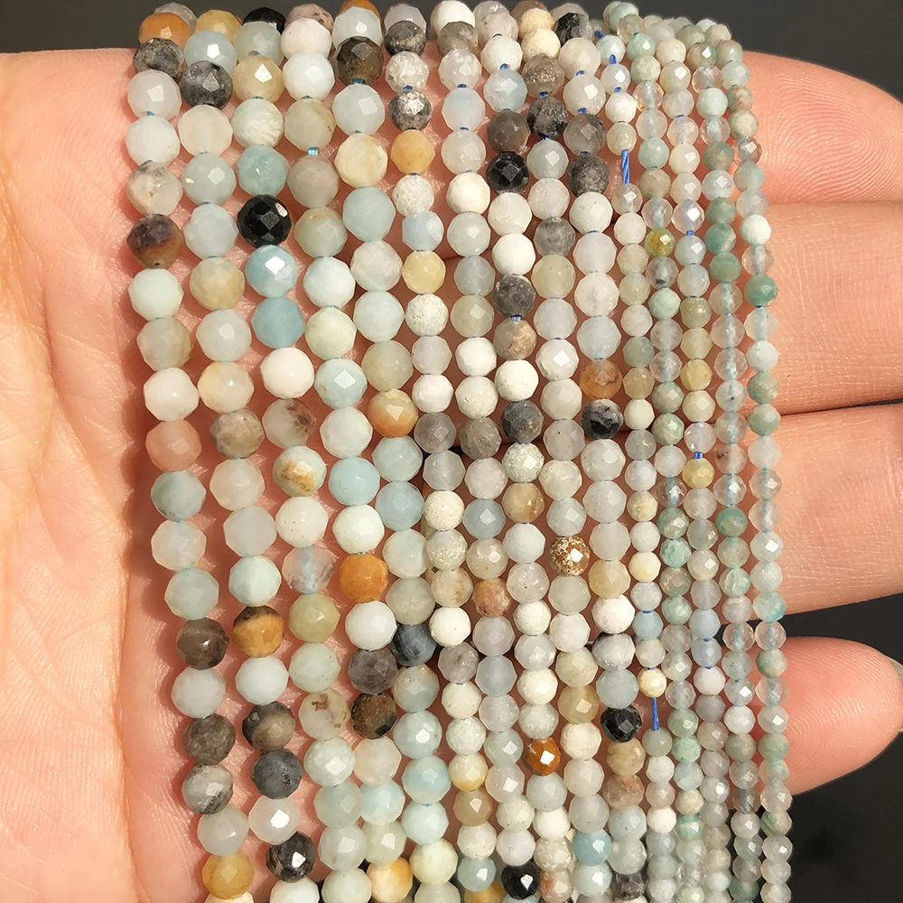 Natural Faceted Agates Moonstone Tourmaline Prehnites Jades Stone Beads For Jewelry DIY Making Bracelet Accessories 15\'\' 2 3 4mm