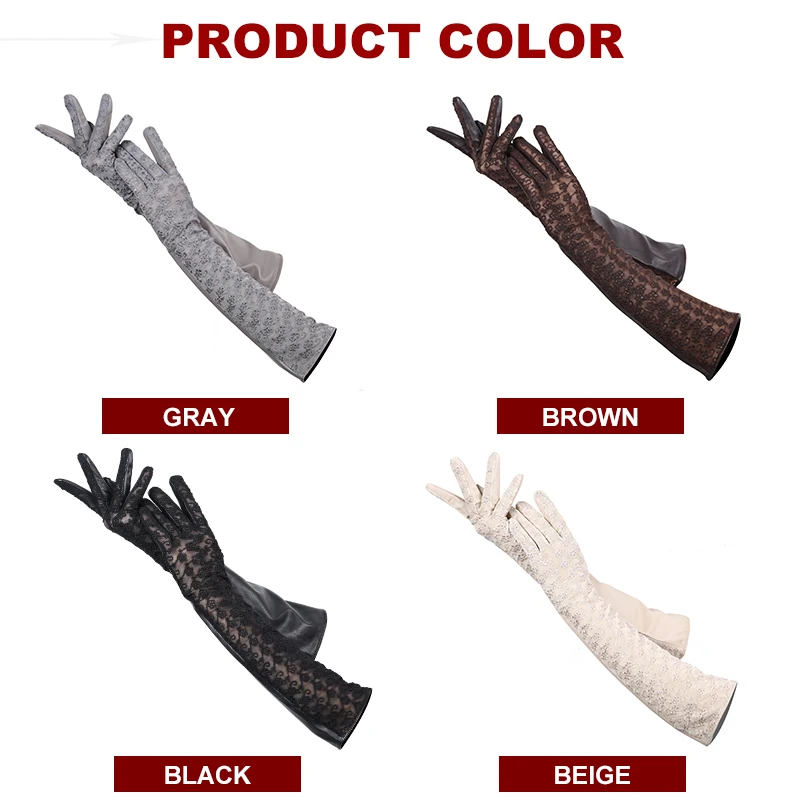 NEW Fashion Accessories long leather gloves sheepskin long lace gloves  Banquet women\'s leather gloves Four color options-2017