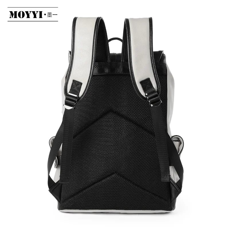 Mochila escolar de cuero para hombre, bolso de ordenador, de moda retro, multifunción, de viaje, informal