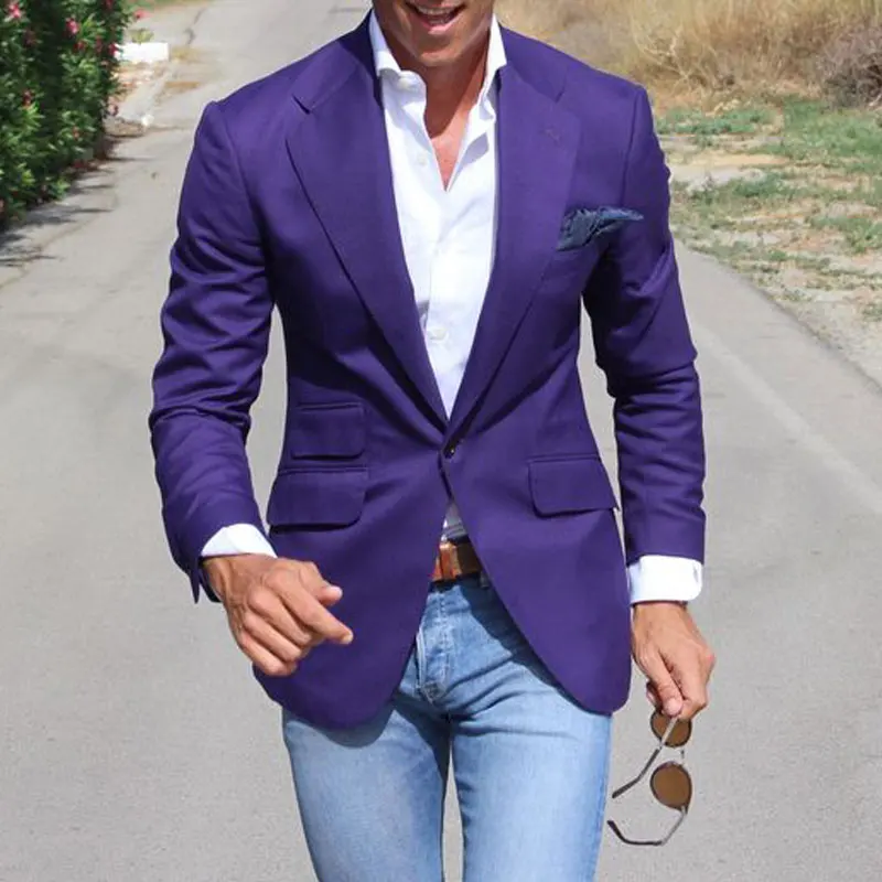 

Purple Casual Men Suits Notched Lapel Tailored Formal Tuxedos For Wedding Bridegroom Prom Blazers Only The Jacket