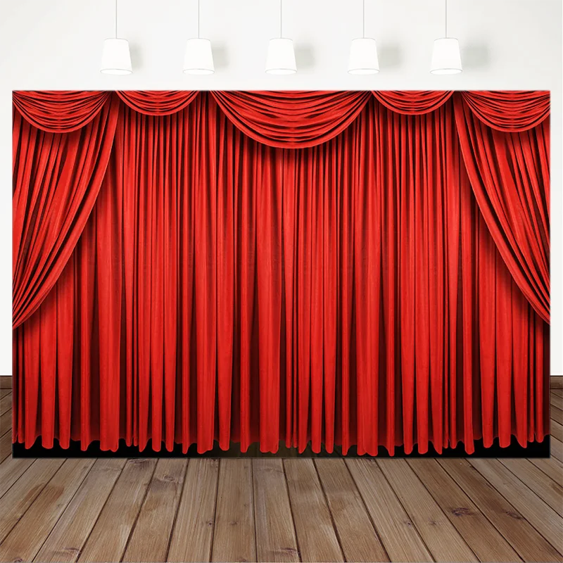 Red Curtain Show Stage Photography Backdrop Circus Decor Birthday Party Baby Portrait Background Photozone Props For Photo Shoot