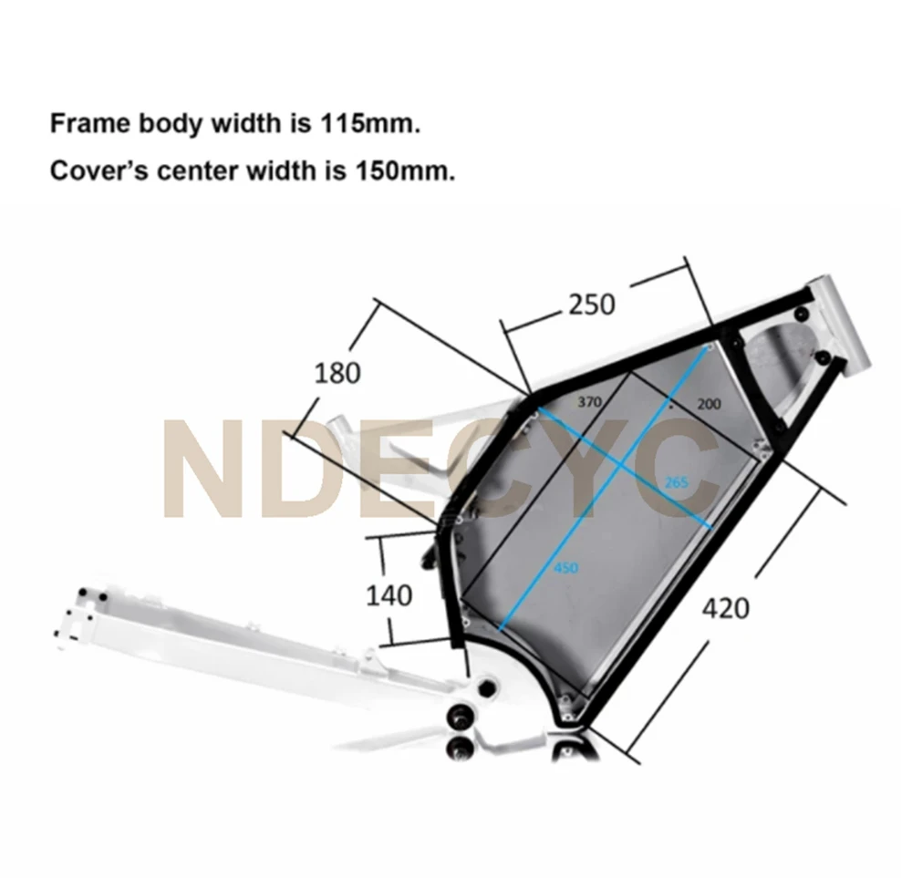 US Stock NBpower Enduro Ebike Frame, Black Stealth Bomber Frame for 3000W/ 5000W/8000W Motor Electric Bicycle  Inside Battery