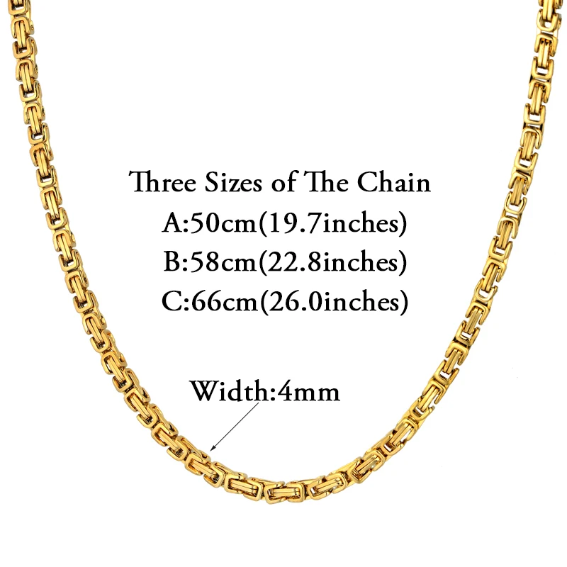 New Fashion Men Stainless Steel Chain Necklace Gold Color Byzantine Punk Necklaces Male Jewelry Gifts Dropshipping