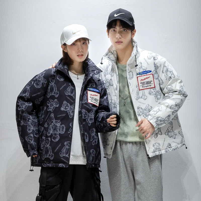 2021 couples new down jacket thickened winter down jacket Bear men's coat Men's and women's white duck down for youth girls boys