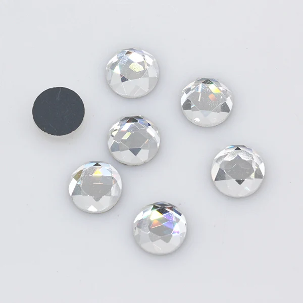 20pc 10mm Round Color Foiled Flat Back Faceted Crystal Glass Rhinestone Stones Gem Crystal Eye Facet Jewelry Making Beads Crafts